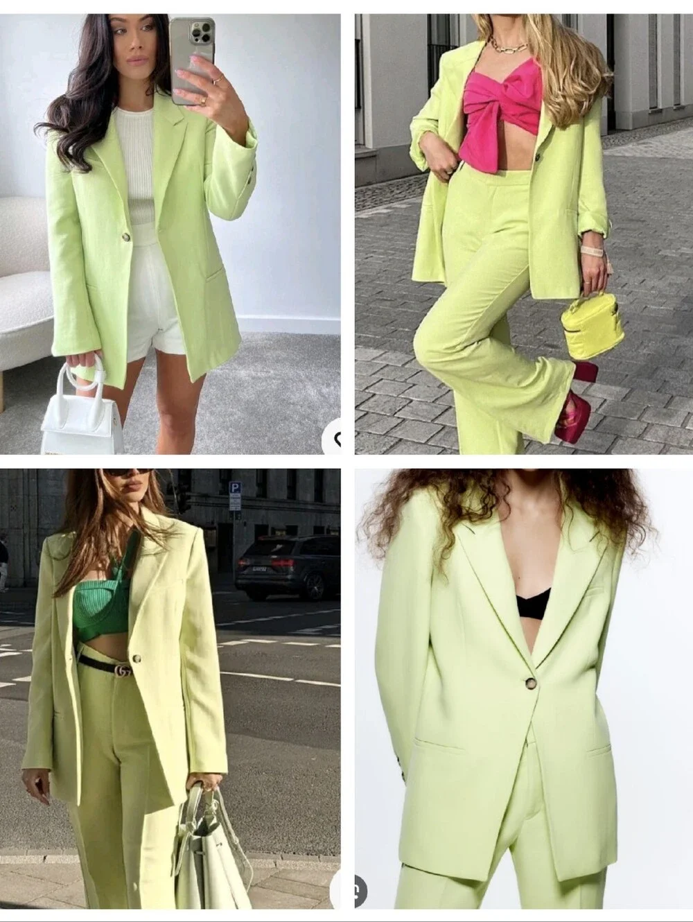 Zara Lime Green Single Button Blazer Jacket Size XL Blogger Fav Lyocell Blend - Picture 2 of 16